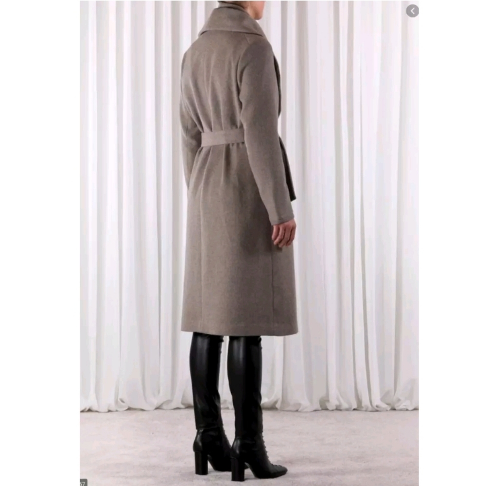 Rino & Pelle Milon Long Wood Blend Coat trench double folded collar 38 - Picture 2 of 11